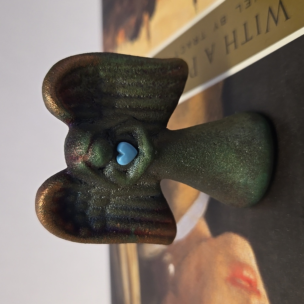 Signed Jeremy Diller small raku ceramic spirit angel statue